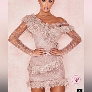 House of CB Pink Ruffled Mini Dress